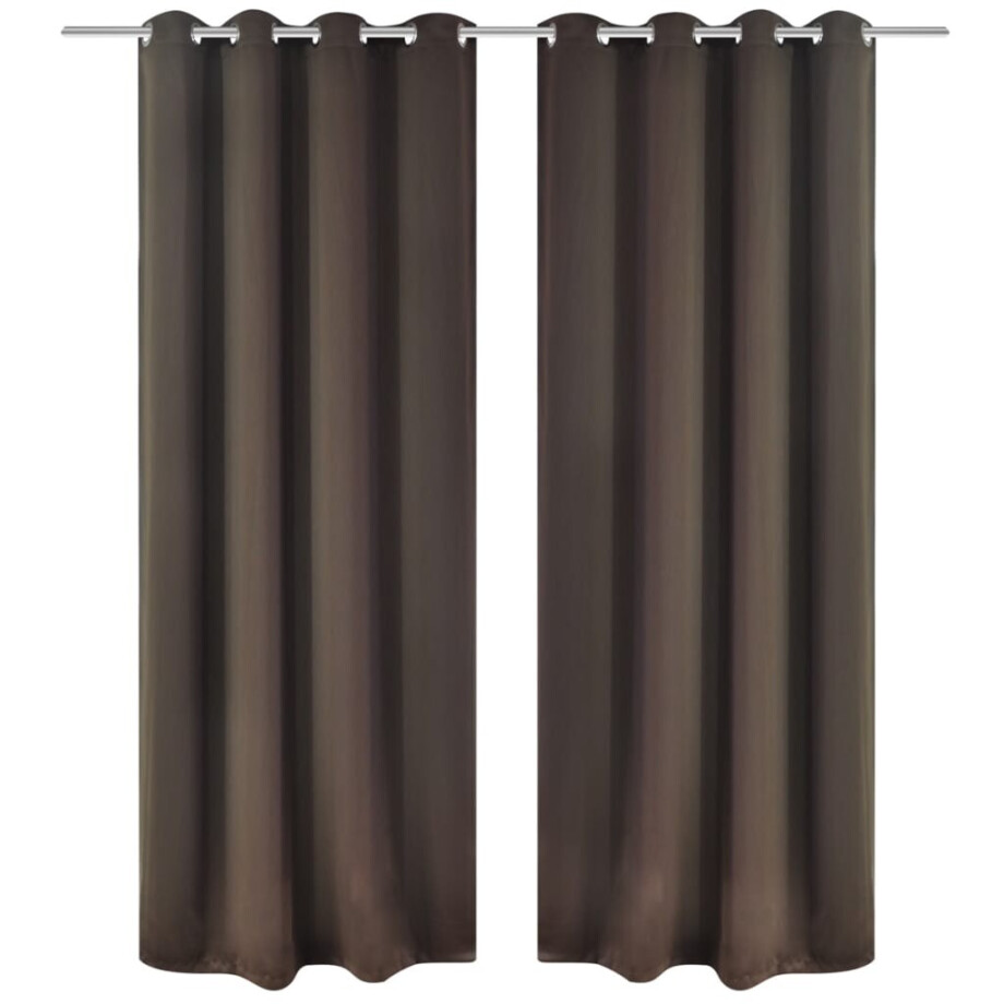 vidaXL Gordijnen met metalen ringen verduisterend 135x175 bruin 2 st afbeelding 1