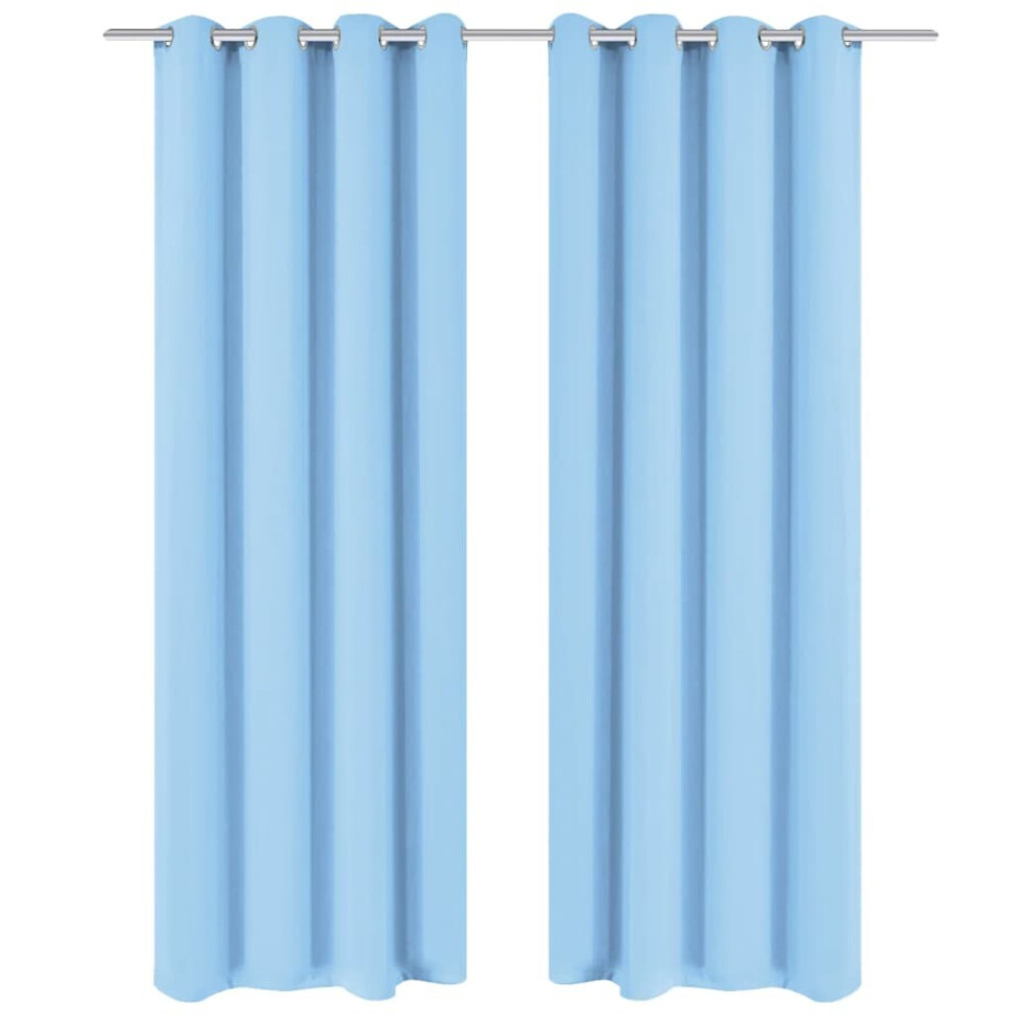 vidaXL Gordijnen met metalen ringen verduisterend 135x175 turquoise 2 st vidaXL Gordijnen met metalen ringen verduisterend 135x175 turquoise 2 st afbeelding 1