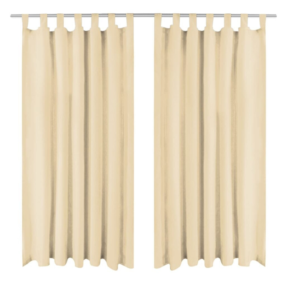 vidaXL Micro-satijnen gordijnen met lussen 140x225 cm beige 2 st afbeelding 1