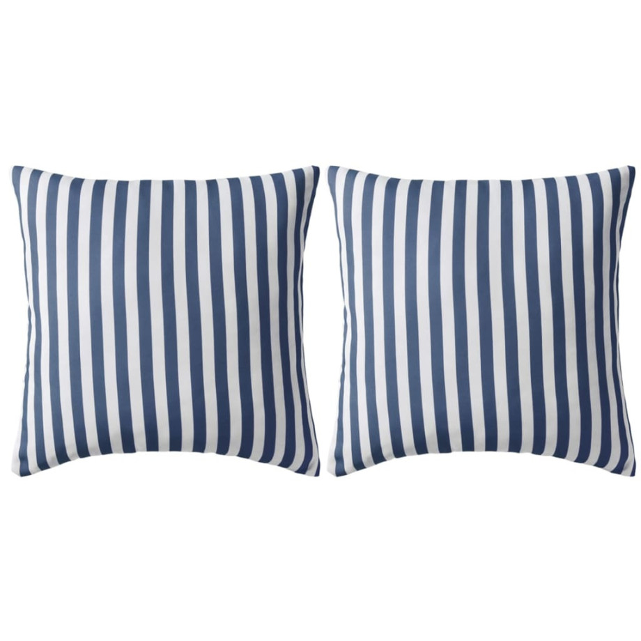 vidaXL Buitenkussens 45x45 cm gestreept marineblauw 2 st afbeelding 1