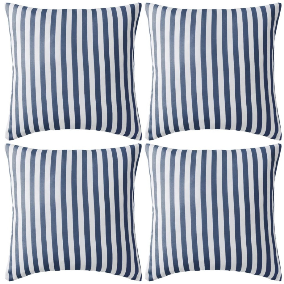 vidaXL Buitenkussens 45x45 cm gestreept marineblauw 4 st afbeelding 1