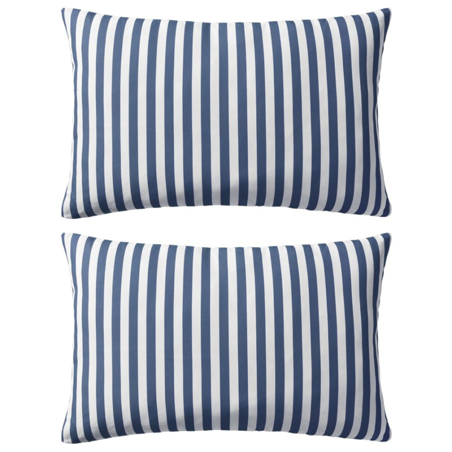 vidaXL Buitenkussens 60x40 cm gestreept marineblauw 2 st afbeelding 1