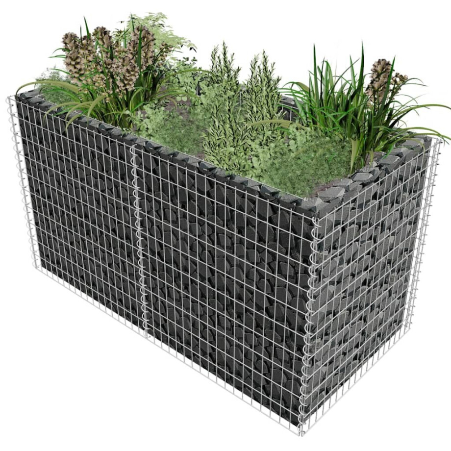 vidaXL Gabion plantenbak verhoogd 180x90x100 cm staal zilverkleurig afbeelding 1