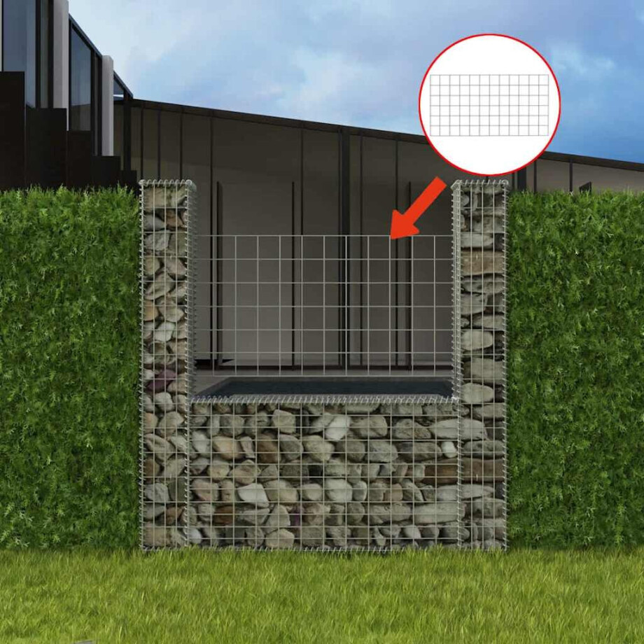 vidaXL Gabion mand U-vormig 160x20x150 cm staal afbeelding 1