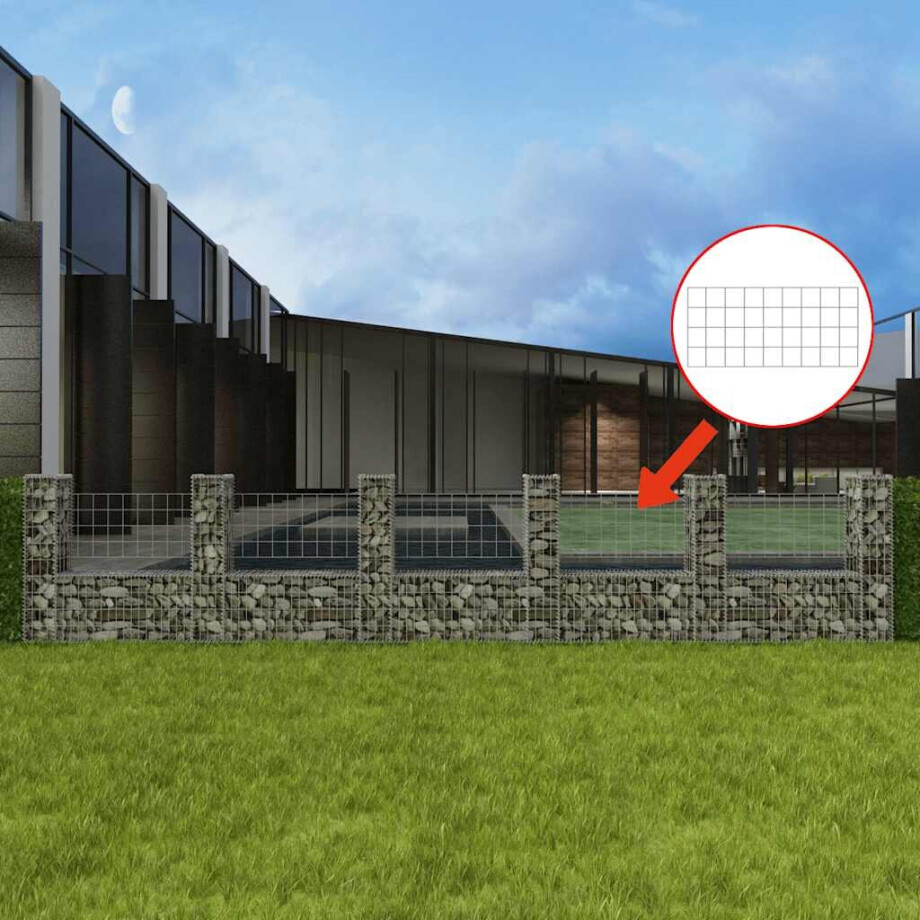 vidaXL Gabion mand U-vormig 570x20x100 cm staal afbeelding 1