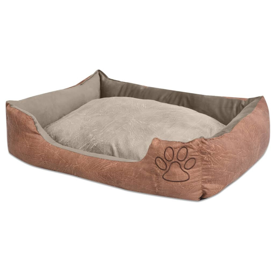 vidaXL Hondenbed kussen PU-kunstleer maat XL beige afbeelding 1