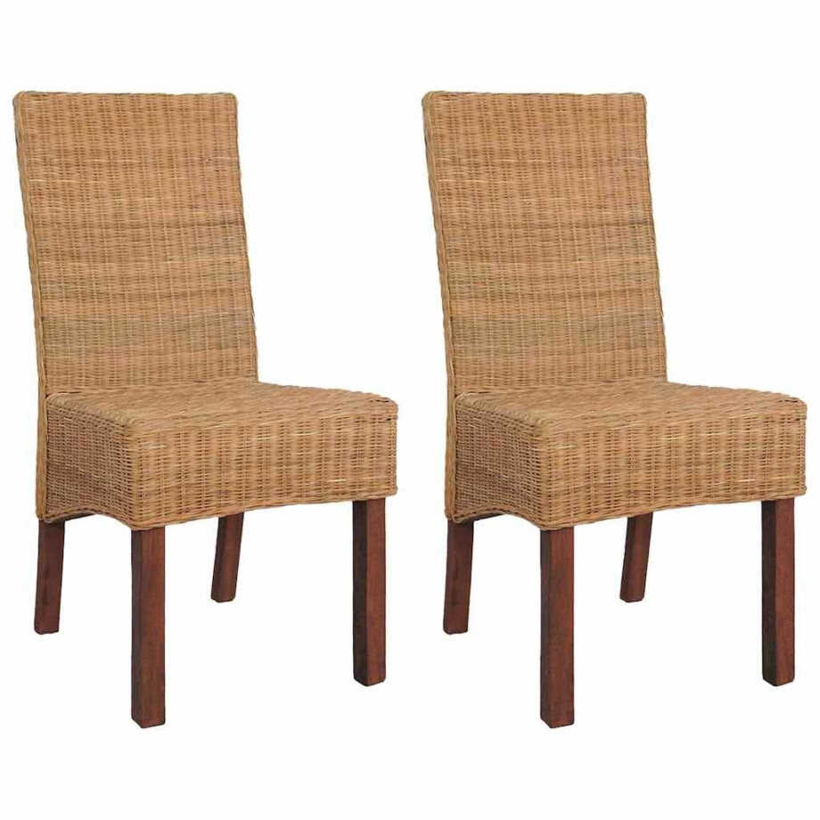 vidaXL Eetkamerstoelen 2 st natuurlijk rattan bruin afbeelding 1