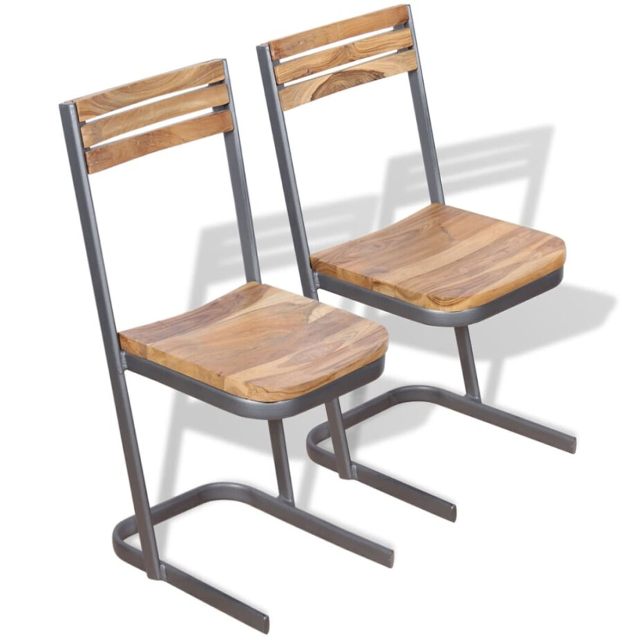 vidaXL Eetkamerstoelen 2 st massief teakhout afbeelding 1