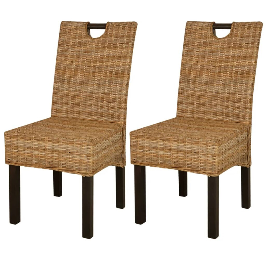 vidaXL Eetkamerstoelen Kubu 2 stuks rattan mangohout afbeelding 1