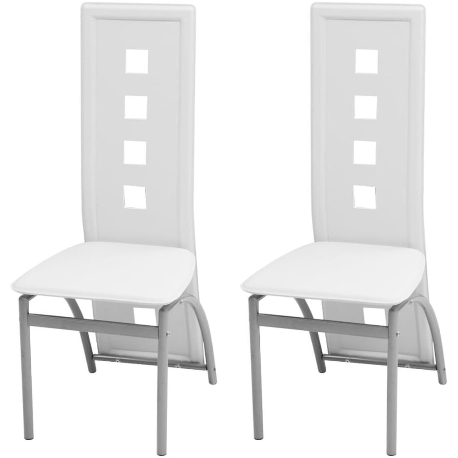 vidaXL Eetkamerstoelen 2 st kunstleer wit afbeelding 1