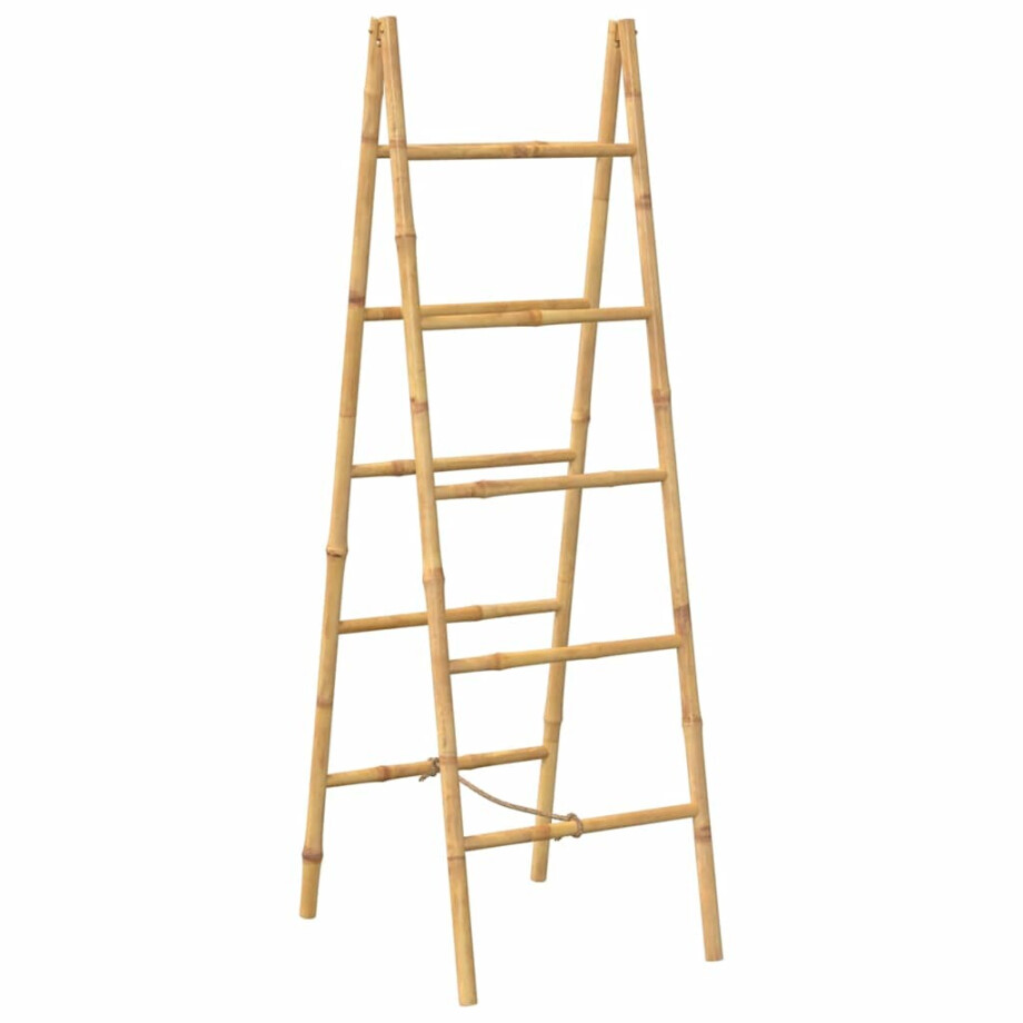 vidaXL Dubbele handdoekenladder met 5 tredes 50x160 cm bamboe afbeelding 1