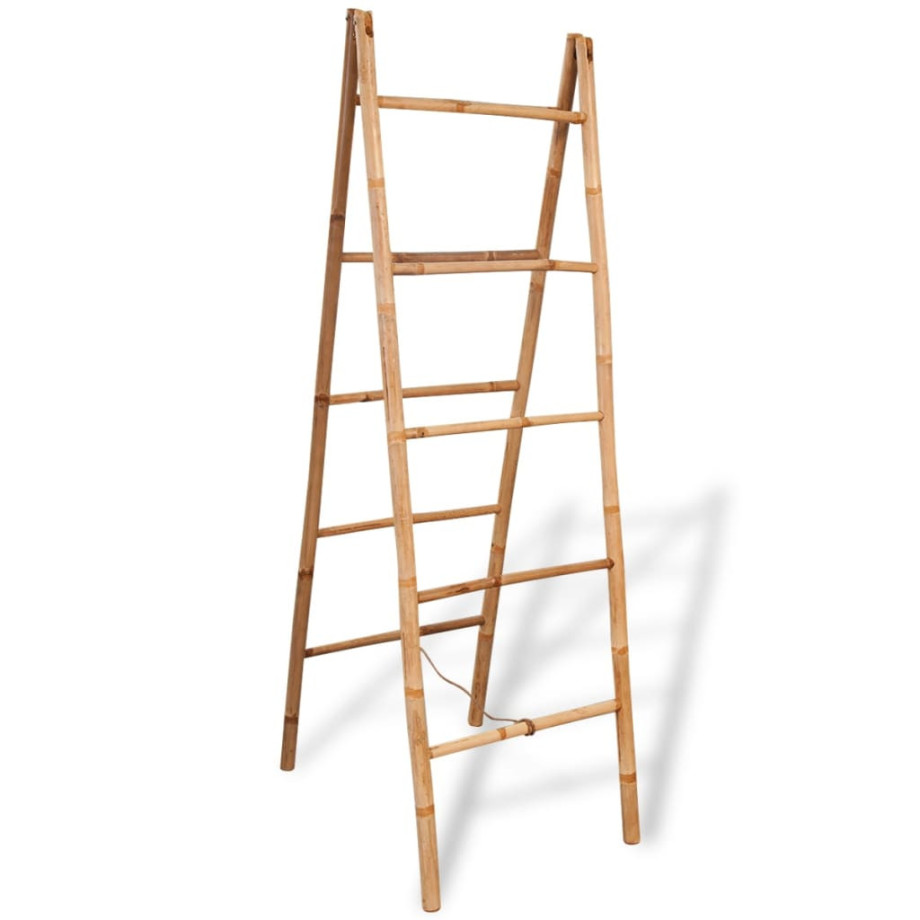 vidaXL Dubbele handdoekenladder met 5 tredes 50x160 cm bamboe afbeelding 1