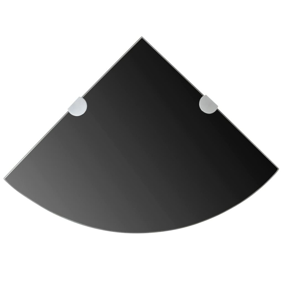 vidaXL Hoekplank met chromen dragers zwart 25x25 cm glas afbeelding 1