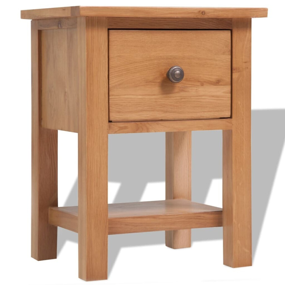 vidaXL Nachtkastje 36x30x47 cm massief eikenhout afbeelding 1