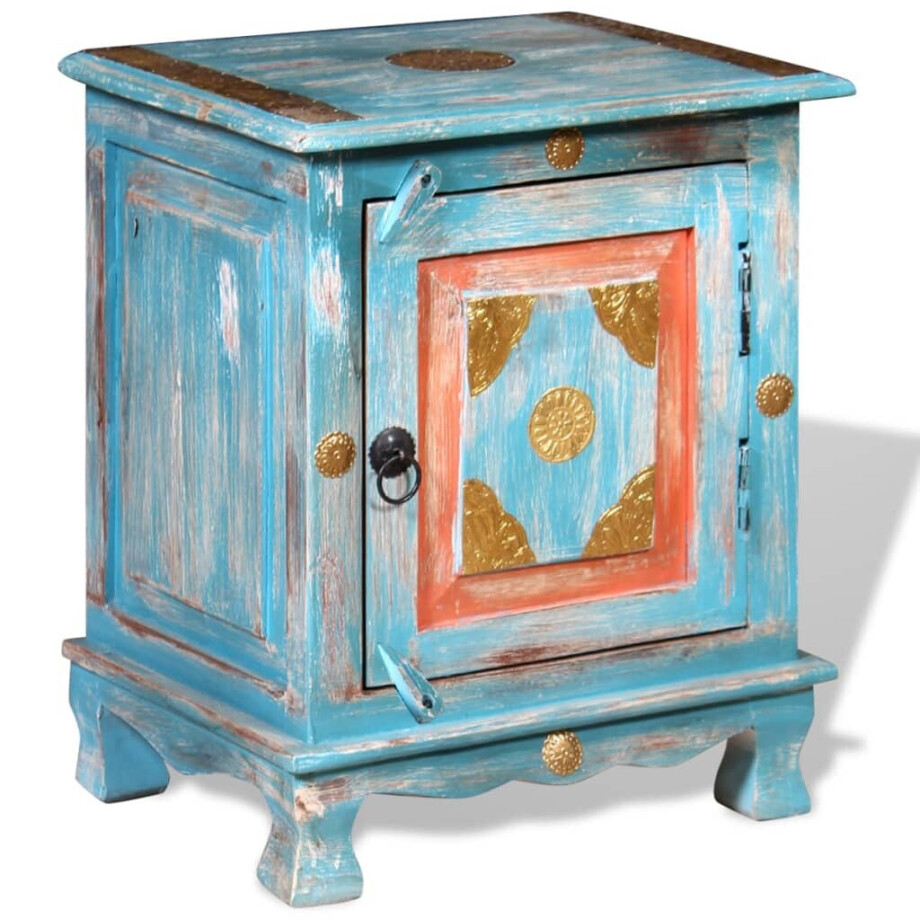 vidaXL Nachtkastje massief mangohout blauw afbeelding 1