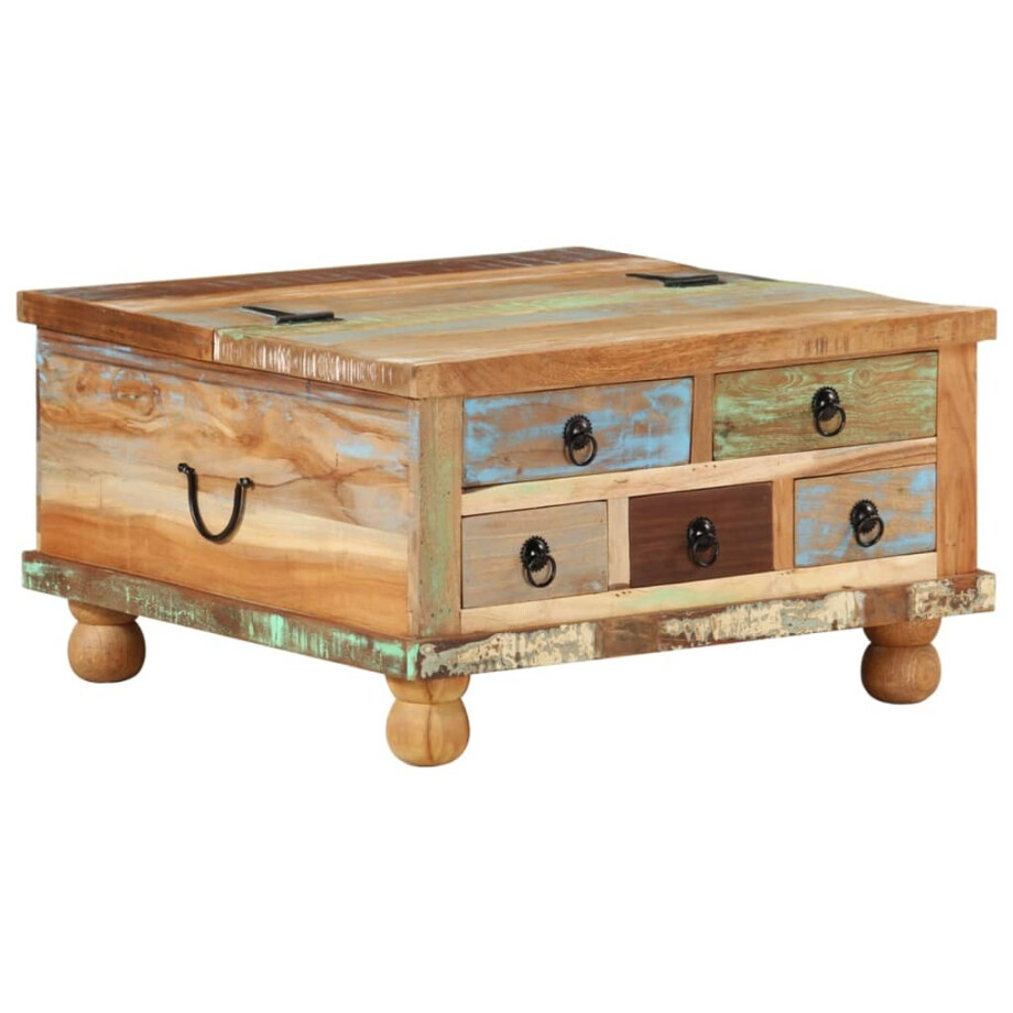 vidaXL Salontafel 70x70x38 cm gerecycled hout afbeelding 1