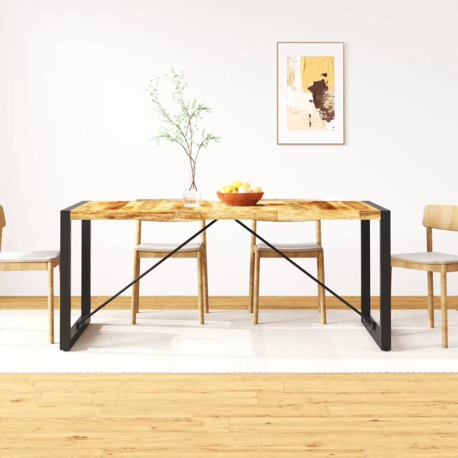 vidaXL Eettafel 180 cm massief ruw mangohout afbeelding 1