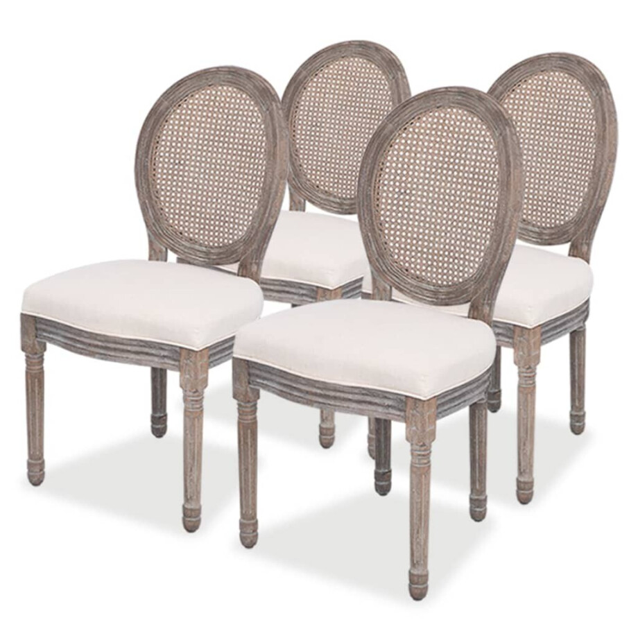 vidaXL Eetkamerstoelen 4 st stof crèmekleurig vidaXL Eetkamerstoelen 4 st stof crèmekleurig afbeelding 1