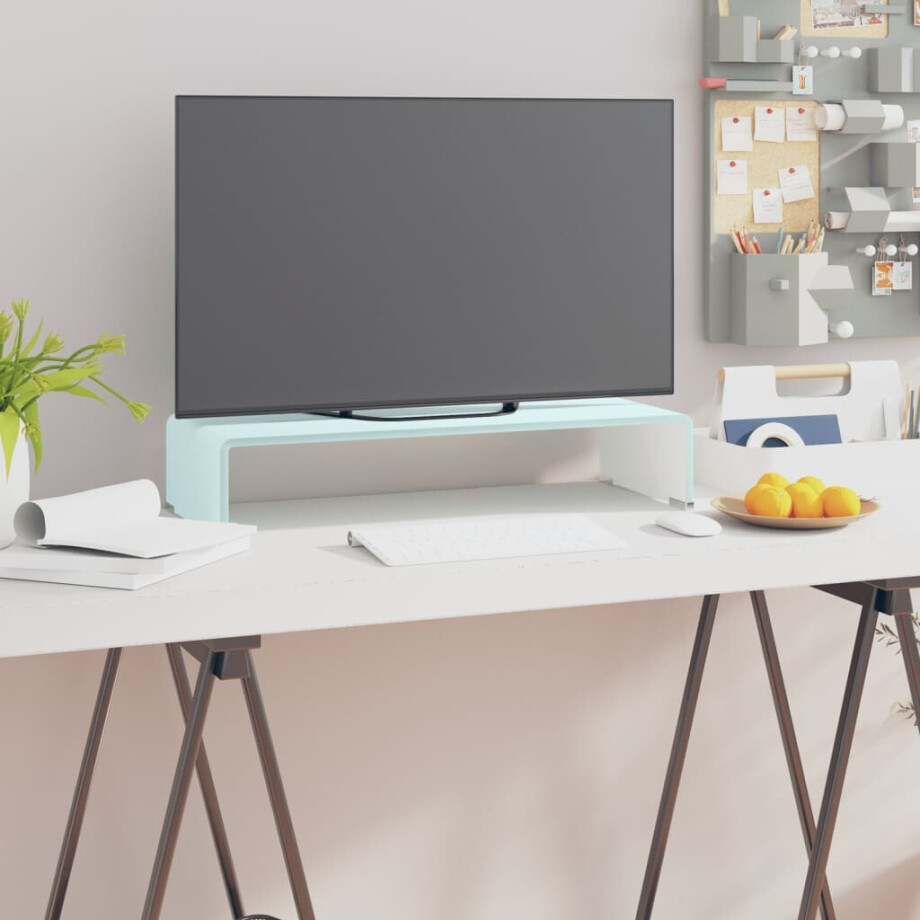 vidaXL TV-meubel/monitorverhoger 60x25x11 cm glas groen groen afbeelding 1