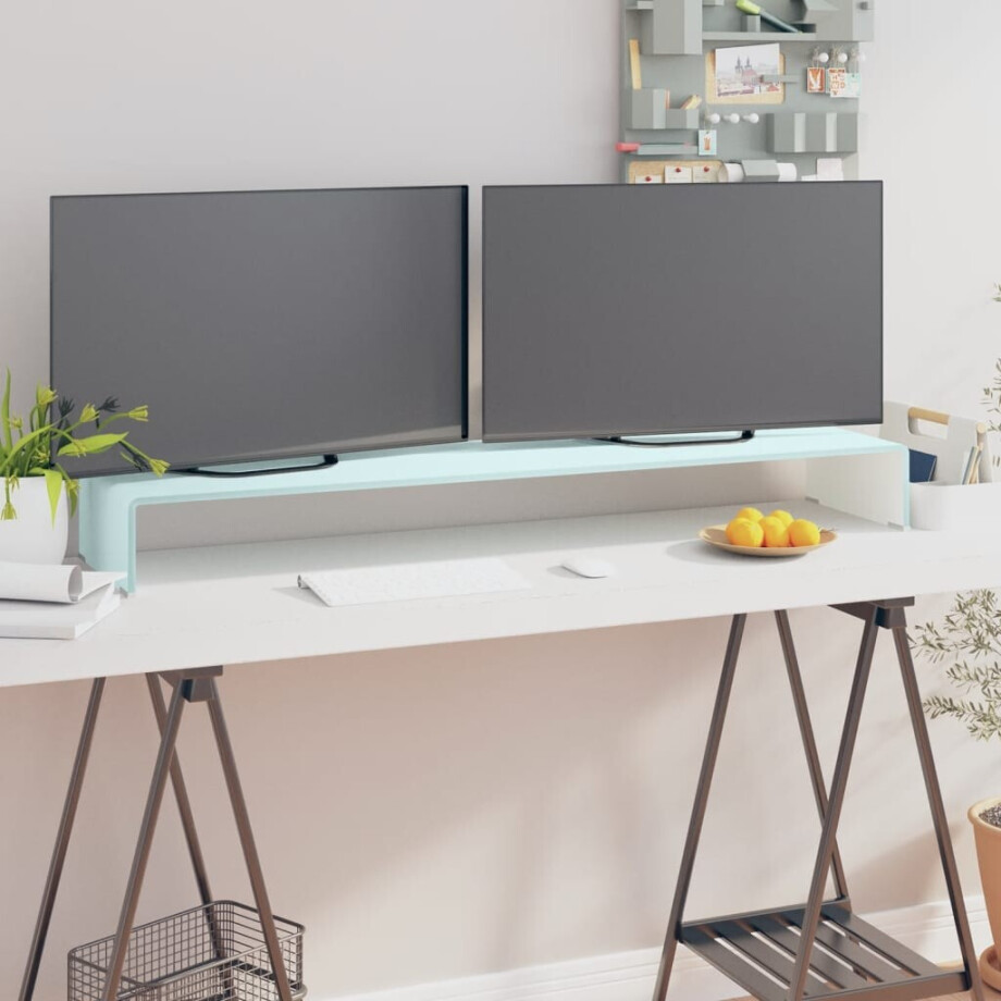 vidaXL TV-meubel/monitorverhoger 120x30x13 cm glas groen vidaXL TV-meubel/monitorverhoger 120x30x13 cm glas groen afbeelding 1
