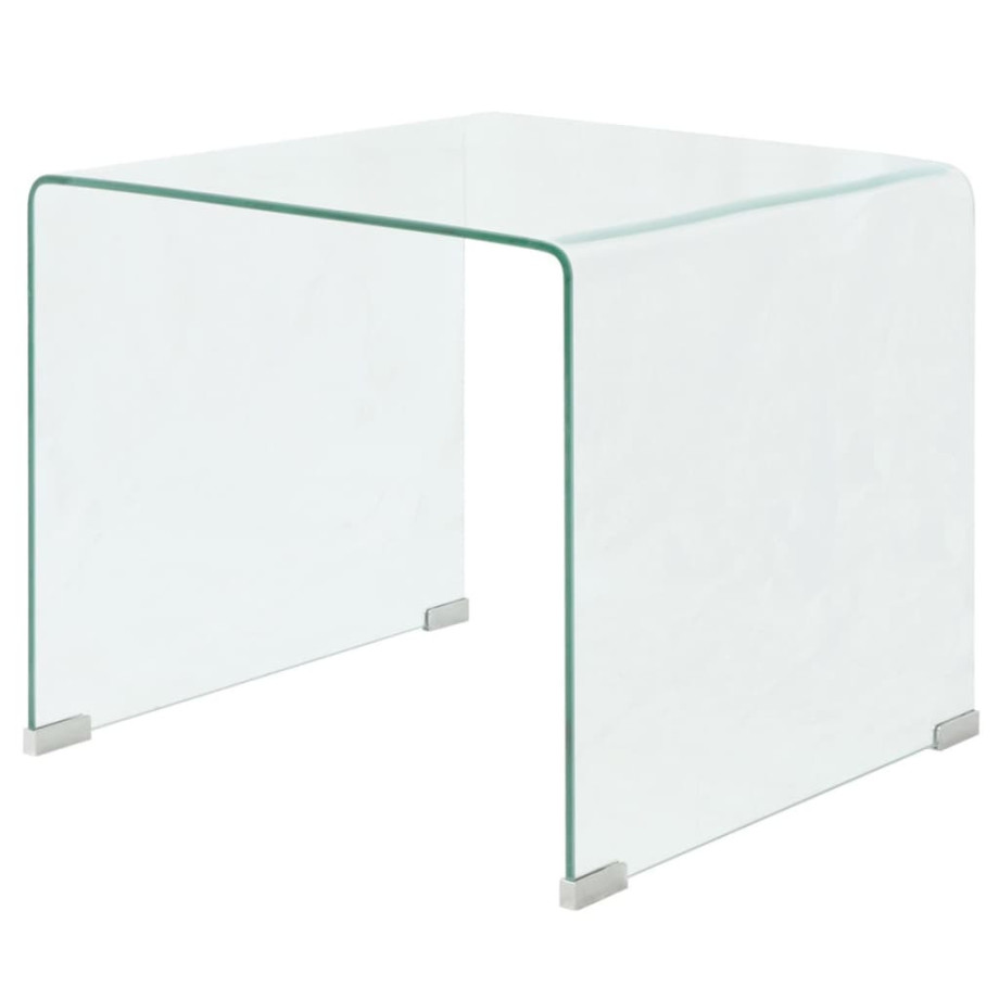 vidaXL Salontafel transparant 49,5x50x45 cm gehard glas afbeelding 1