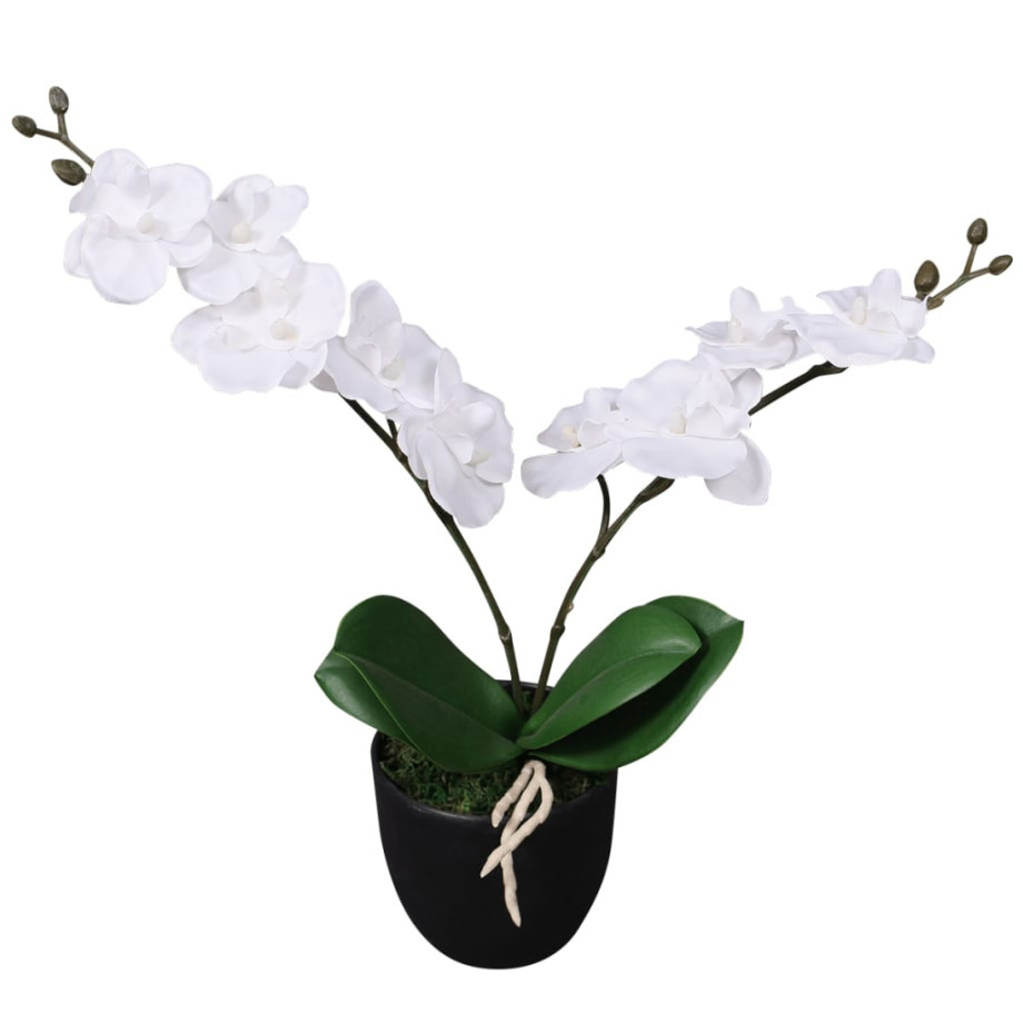 vidaXL Kunstplant orchidee met pot 30 cm wit afbeelding 1