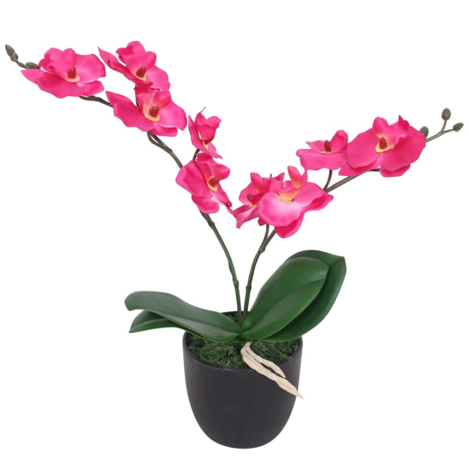 vidaXL Kunstplant orchidee met pot 30 cm rood afbeelding 1