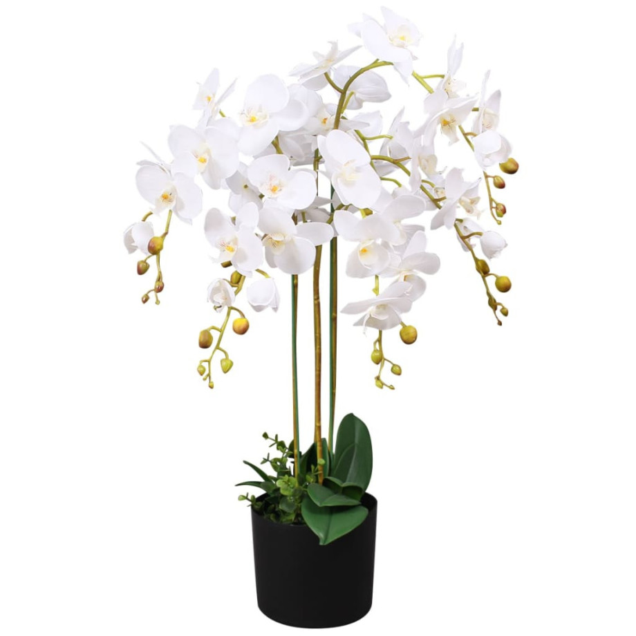 vidaXL Kunstplant met pot orchidee 75 cm wit afbeelding 1