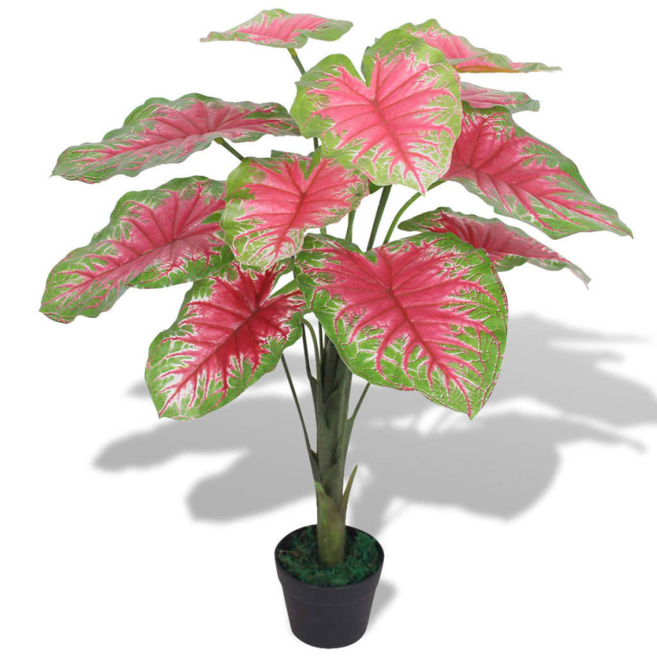 vidaXL Kunstplant caladium met pot 85 cm groen en rood afbeelding 1