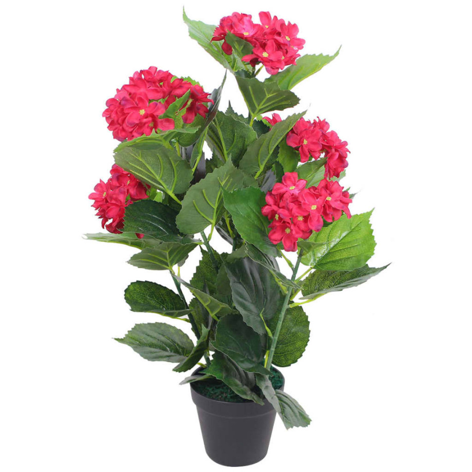 vidaXL Kunst hortensia plant met pot 60 cm rood afbeelding 1