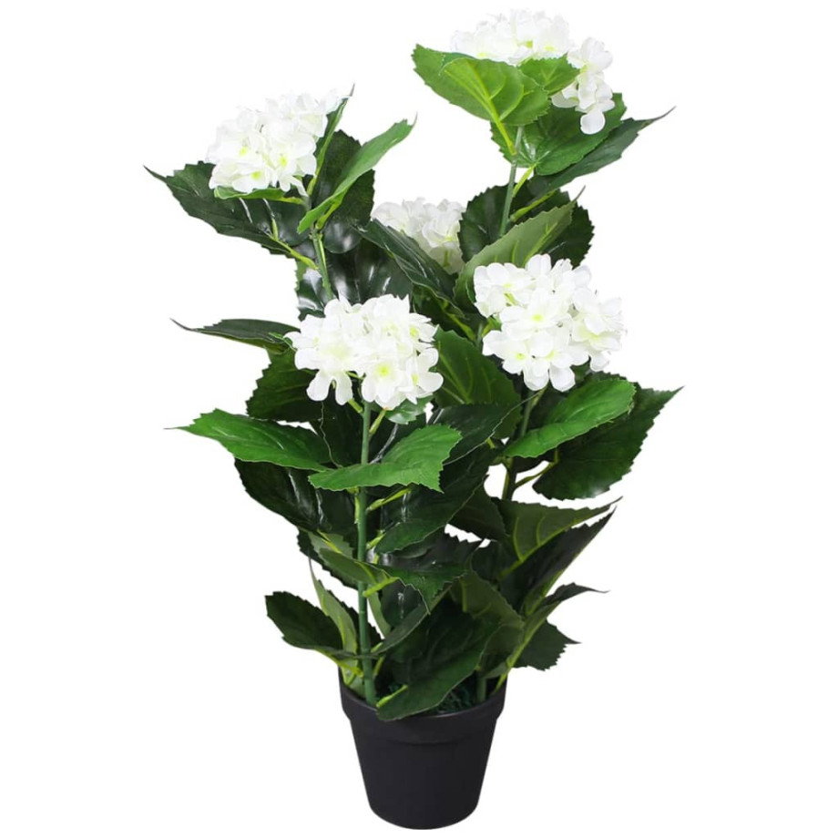 vidaXL Kunst hortensia plant met pot 60 cm wit afbeelding 1