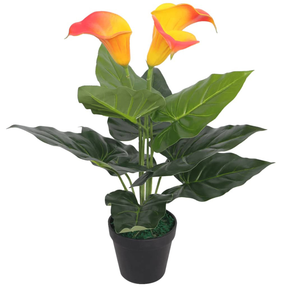 vidaXL Kunst calla lelie plant met pot 45 cm rood en geel afbeelding 1