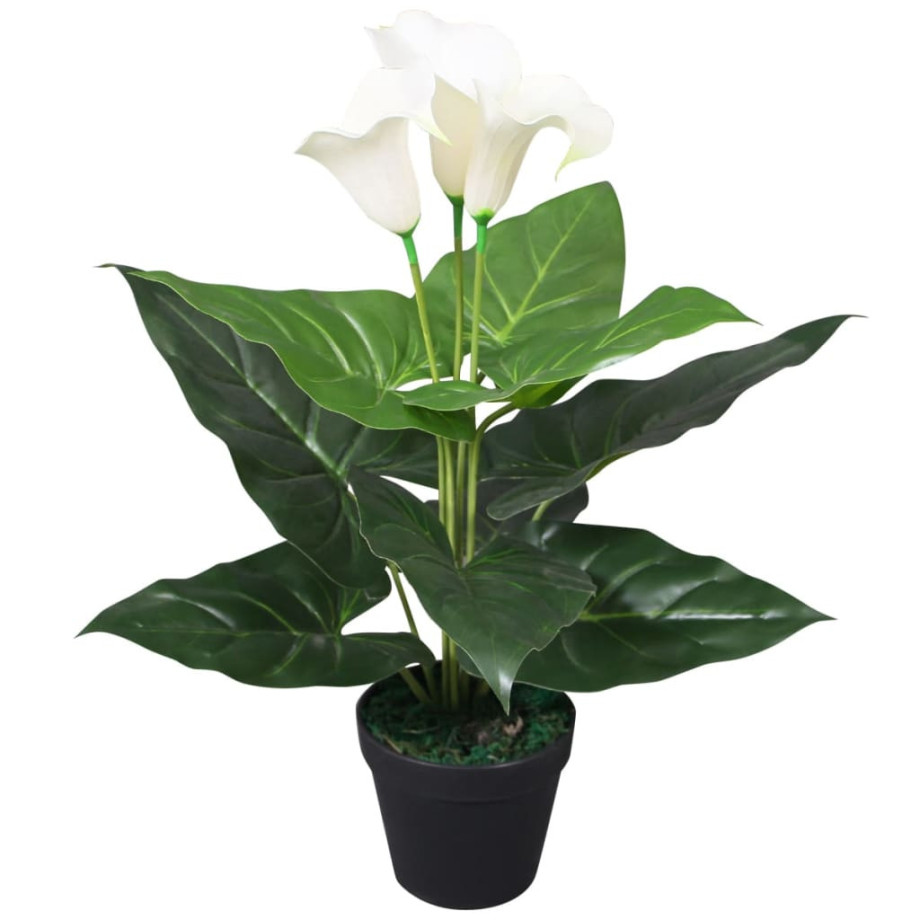 vidaXL Kunst calla lelie plant met pot 45 cm wit afbeelding 1