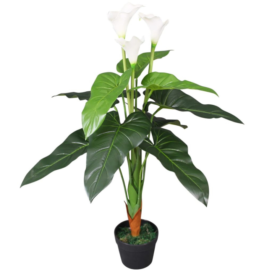 vidaXL Kunst calla lelie plant met pot 85 cm wit afbeelding 1