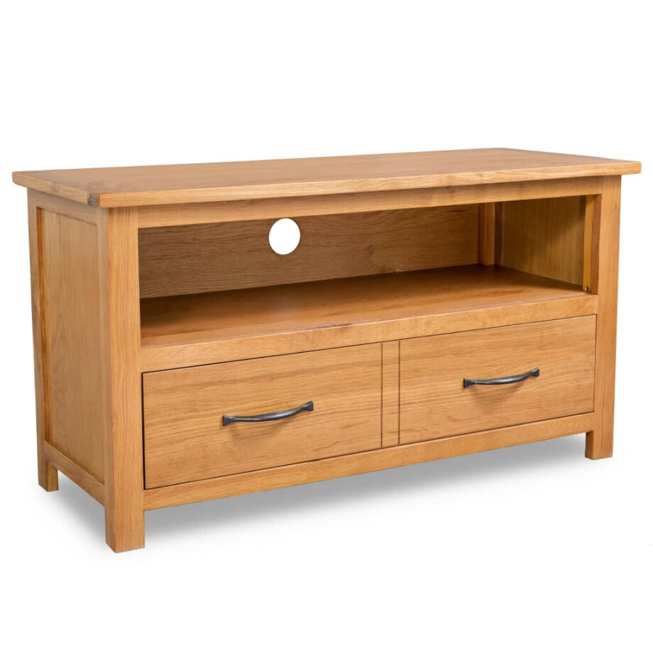vidaXL Tv-meubel 90x35x48 cm massief eikenhout vidaXL Tv-meubel 90x35x48 cm massief eikenhout afbeelding 1