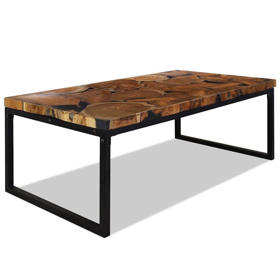 vidaXL Salontafel 110x60x40 cm teakhout en hars vidaXL Salontafel 110x60x40 cm teakhout en hars afbeelding 1