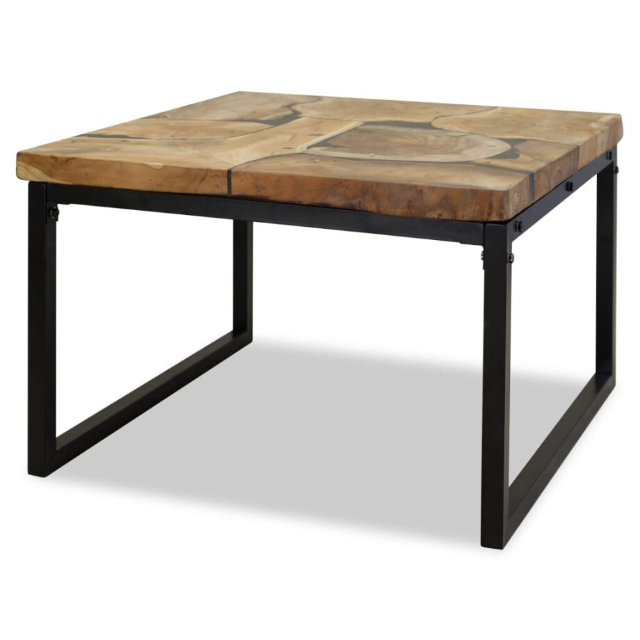 vidaXL Salontafel 60x60x40 cm teakhout en hars vidaXL Salontafel 60x60x40 cm teakhout en hars afbeelding 1