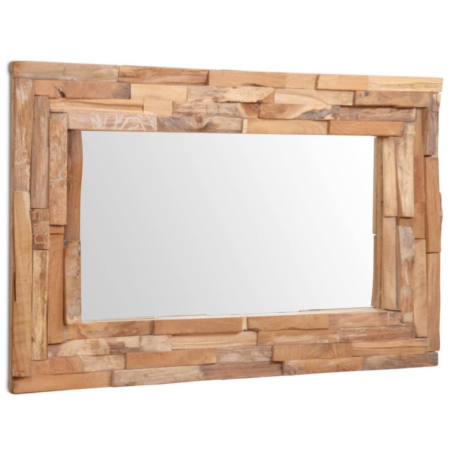 vidaXL Decoratieve spiegel rechthoekig 90x60 cm teakhout afbeelding 1