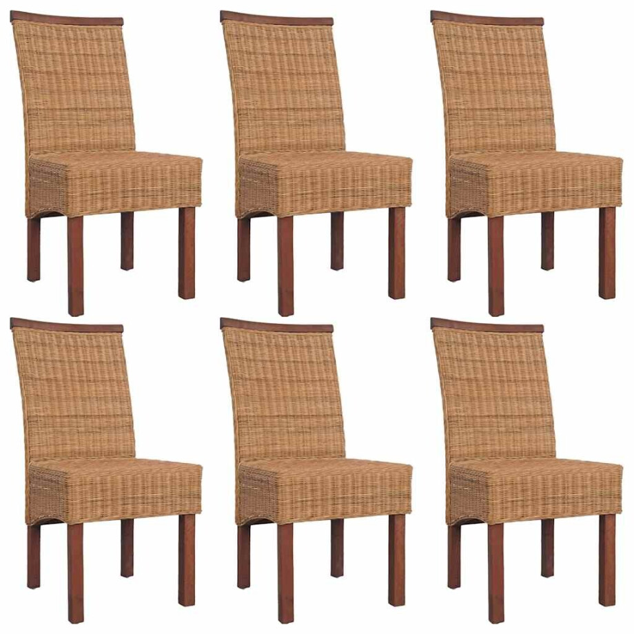 vidaXL Eetkamerstoelen 6 st natuurlijk rattan bruin afbeelding 1