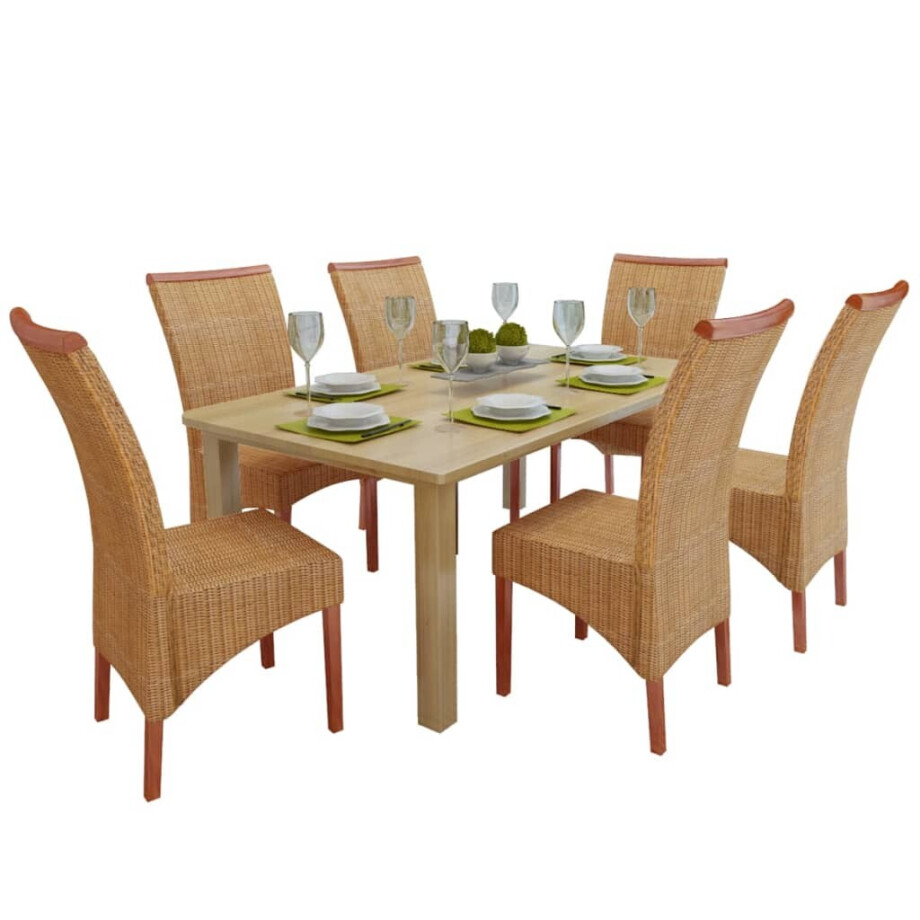 vidaXL Eetkamerstoelen 6 st natuurlijk rattan bruin afbeelding 1