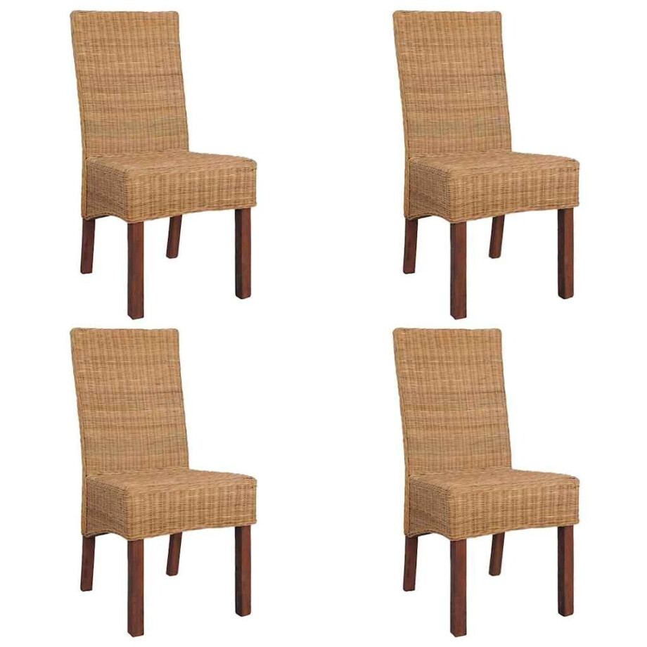 vidaXL Eetkamerstoelen 4 st natuurlijk rattan bruin afbeelding 1