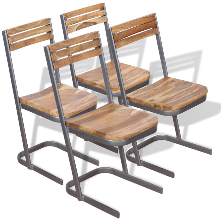 vidaXL Eetkamerstoelen 4 stuks massief teakhout afbeelding 1