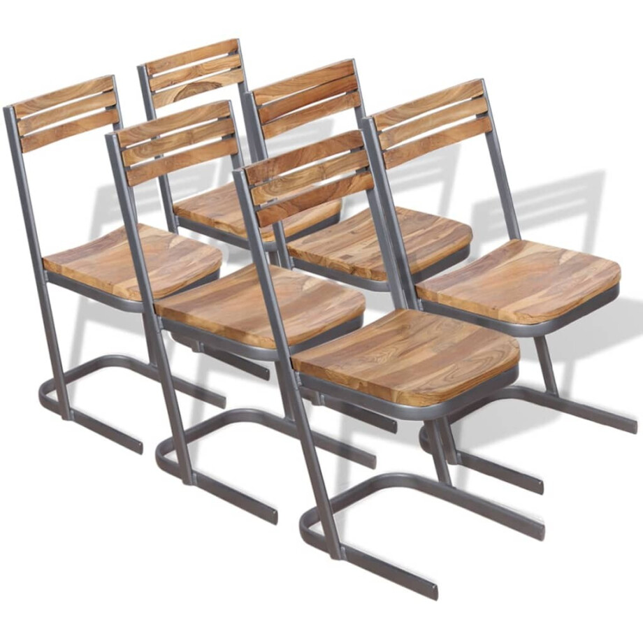 vidaXL Eetkamerstoelen 6 stuks massief teakhout afbeelding 1