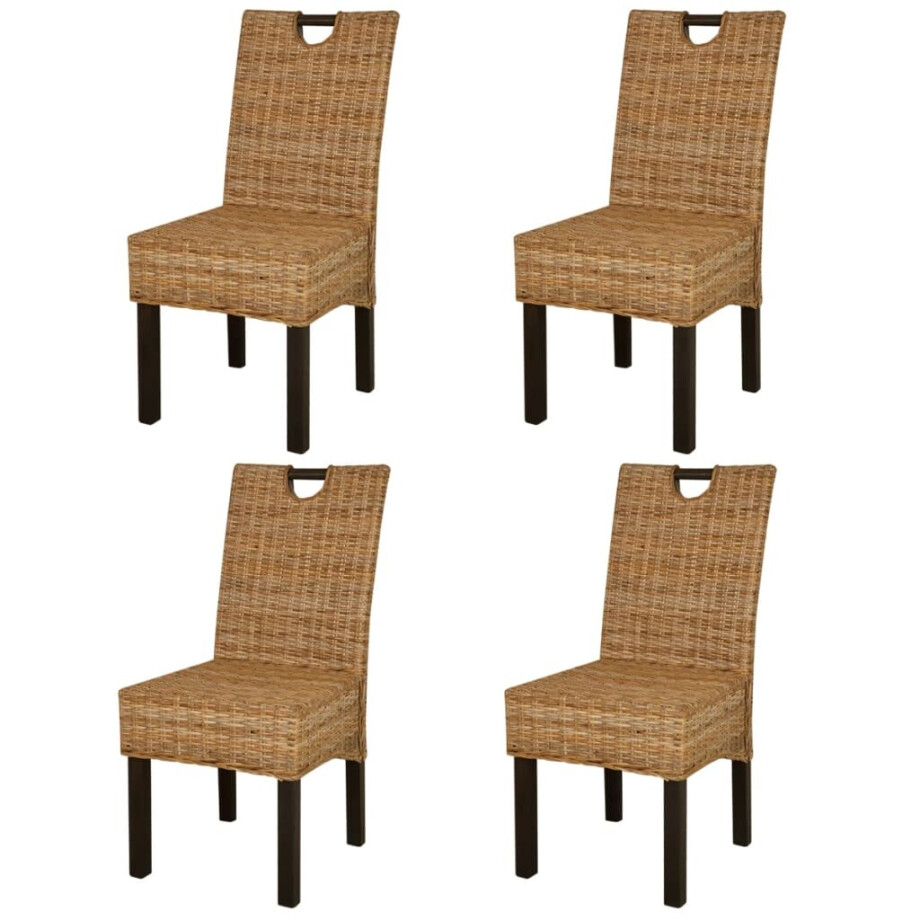 vidaXL Eetkamerstoelen 4 st kubu rattan mangohout afbeelding 1