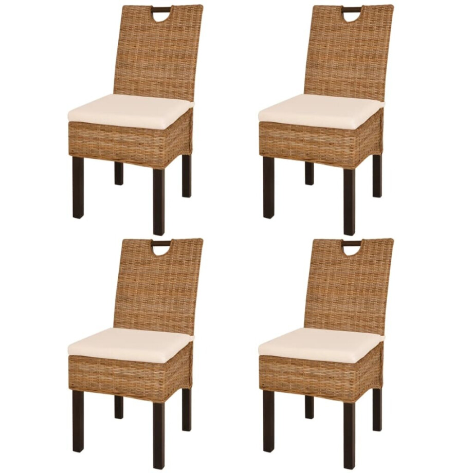 vidaXL Eetkamerstoel 4 st kubu rattan mangohout afbeelding 1