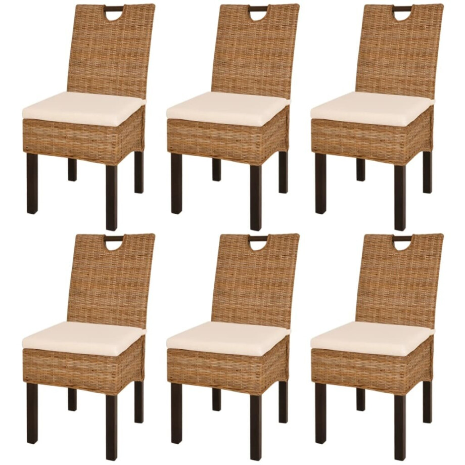 vidaXL Eetkamerstoel 6 st kubu rattan mangohout afbeelding 1