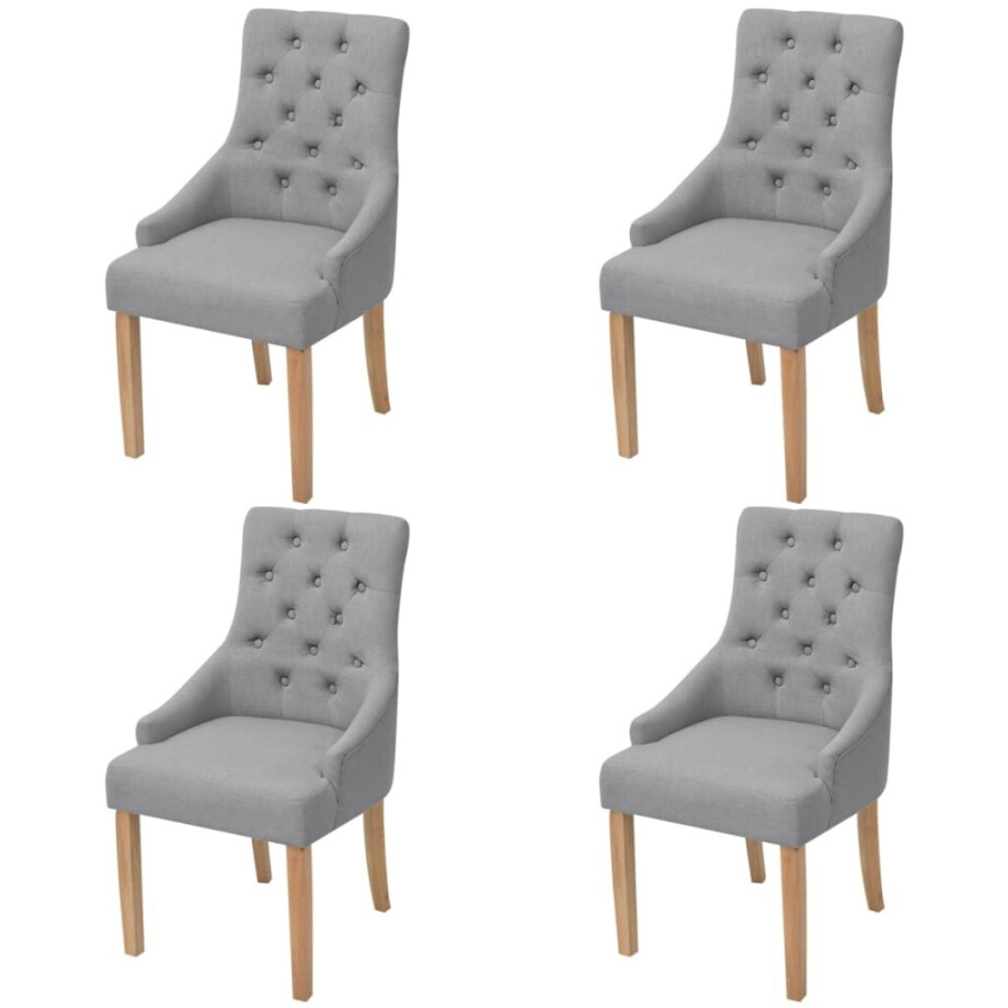 vidaXL Eetkamerstoelen 4 st stof lichtgrijs afbeelding 1