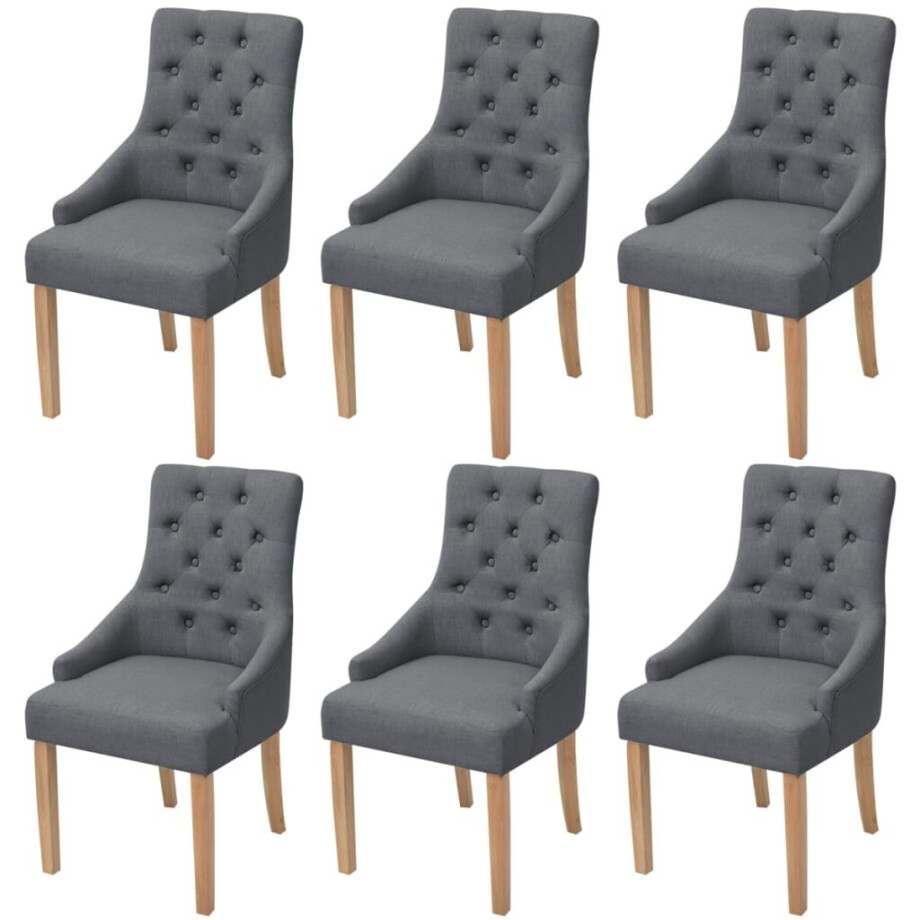 vidaXL Eetkamerstoelen 6 st stof donkergrijs vidaXL Eetkamerstoelen 6 st stof donkergrijs afbeelding 1
