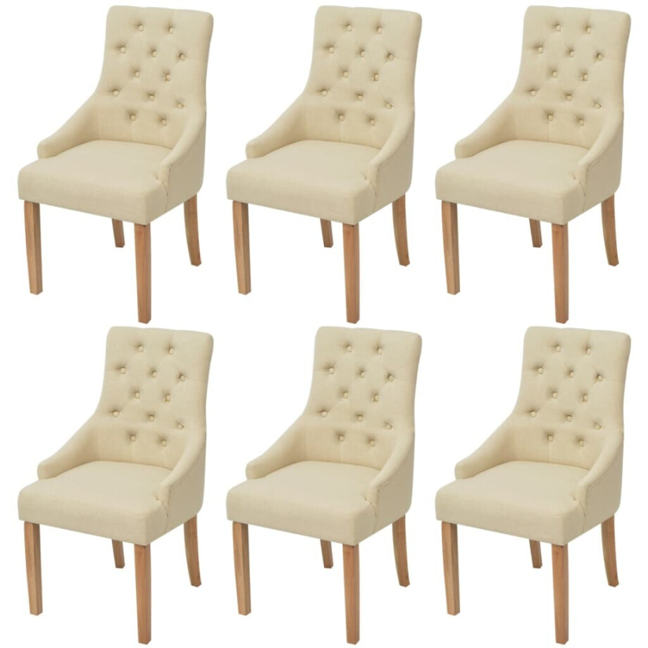 vidaXL Eetkamerstoelen 6 st stof crème afbeelding 1