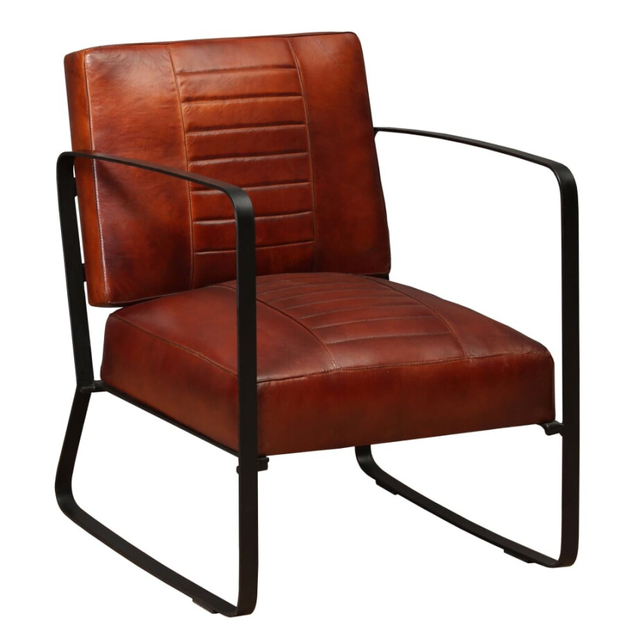 vidaXL Loungestoel echt leer bruin afbeelding 1